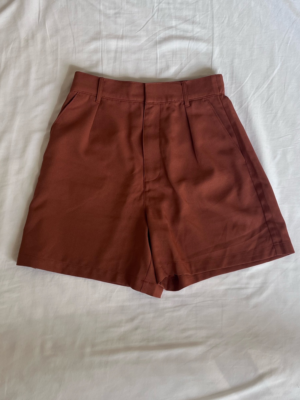 Abercrombie & Fitch High-Waist Rust Brown Shorts